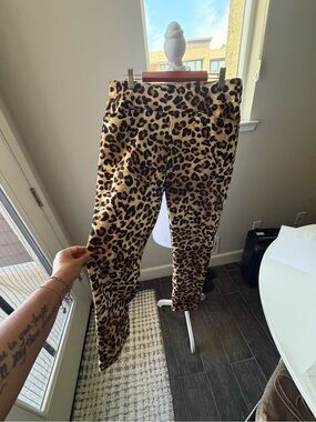 Women Leopard Print Stretch Golf Leggings - Brown/Black